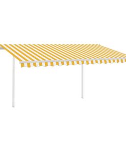 Tenda na ručno uvlačenje sa stupovima 4 x 3 m žuto-bijela