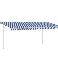 Tenda na ručno uvlačenje sa stupovima 5 x 3 m plavo-bijela