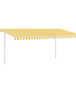 Tenda na ručno uvlačenje sa stupovima 5 x 3 m žuto-bijela