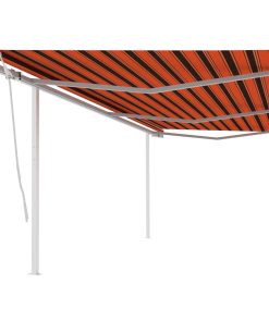 Tenda na ručno uvlačenje sa stupovima 6 x 3 m narančasto-smeđa