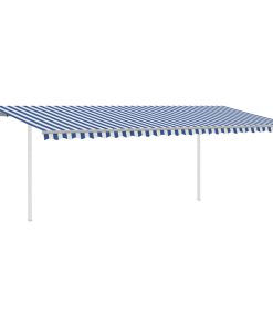 Tenda na ručno uvlačenje sa stupovima 6 x 3 m plavo-bijela