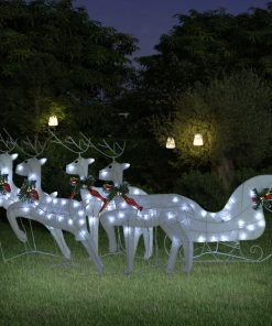 Ukrasni božićni sobovi i saonice 100 LED žarulja vanjski bijeli