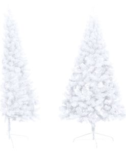 Umjetna polovica božićnog drvca sa stalkom bijela 120 cm PVC