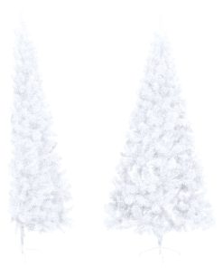 Umjetna polovica božićnog drvca sa stalkom bijela 210 cm PVC