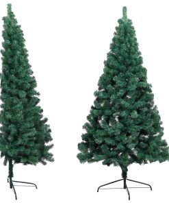 Umjetna polovica božićnog drvca sa stalkom zelena 210 cm PVC
