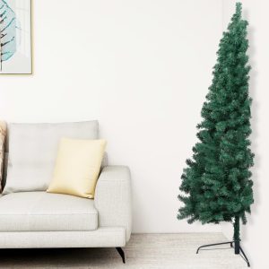 Umjetna polovica božićnog drvca sa stalkom zelena 210 cm PVC