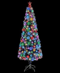Umjetno božićno drvce LED bijelo-plavo 210 cm optička vlakna