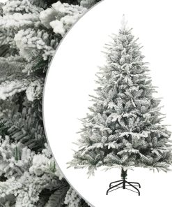 Umjetno božićno drvce LED s kuglicama i snijegom 210 cm PVC/PE