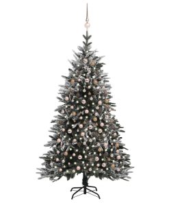 Umjetno božićno drvce LED s kuglicama i snijegom 210 cm PVC/PE