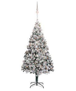 Umjetno božićno drvce LED s kuglicama i snijegom zeleno 400 cm