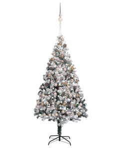 Umjetno božićno drvce LED s kuglicama zeleno 210 cm PVC