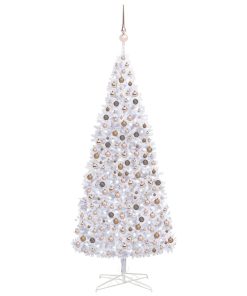 Umjetno božićno drvce s LED svjetlima i kuglicama 400 cm bijelo