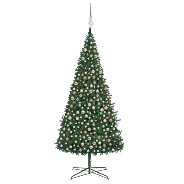Umjetno božićno drvce s LED svjetlima i kuglicama 400 cm zeleno