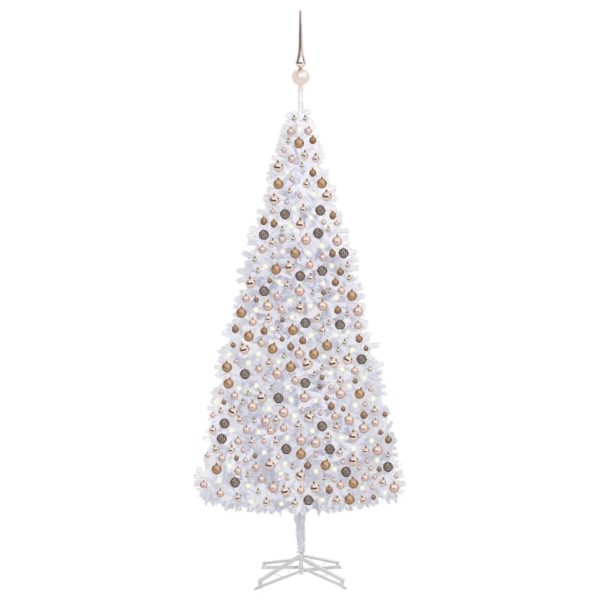 Umjetno božićno drvce s LED svjetlima i kuglicama 500 cm bijelo