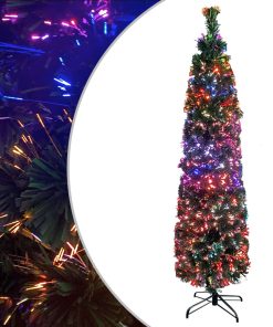 Umjetno usko božićno drvce sa stalkom 180 cm optička vlakna