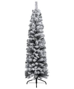 Usko božićno drvce LED s kuglicama i snijegom zeleno 120 cm