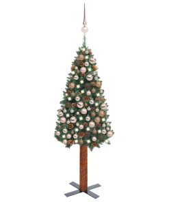 Usko božićno drvce LED s kuglicama zeleno 150 cm PVC