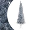 Usko božićno drvce s LED svjetlima 150 cm srebrno