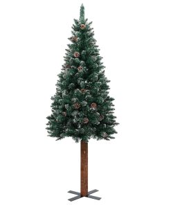 Usko božićno drvce s LED svjetlima i kuglicama zeleno 150 cm