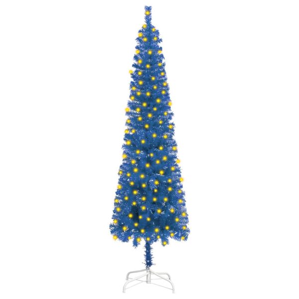 Usko božićno drvce s LED svjetlima plavo 180 cm
