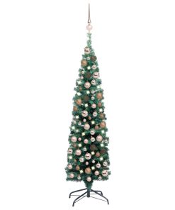 Usko umjetno božićno drvce LED s kuglicama zeleno 120 cm