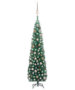 Usko umjetno božićno drvce LED s kuglicama zeleno 210 cm