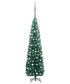 Usko umjetno božićno drvce LED s kuglicama zeleno 240 cm