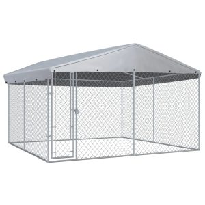 Vanjski kavez za pse s krovom 382x382x225 cm