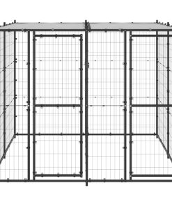 Vanjski kavez za pse s krovom čelični 4
