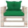Vrtna sofa od paleta od borovine sa zelenim jastucima
