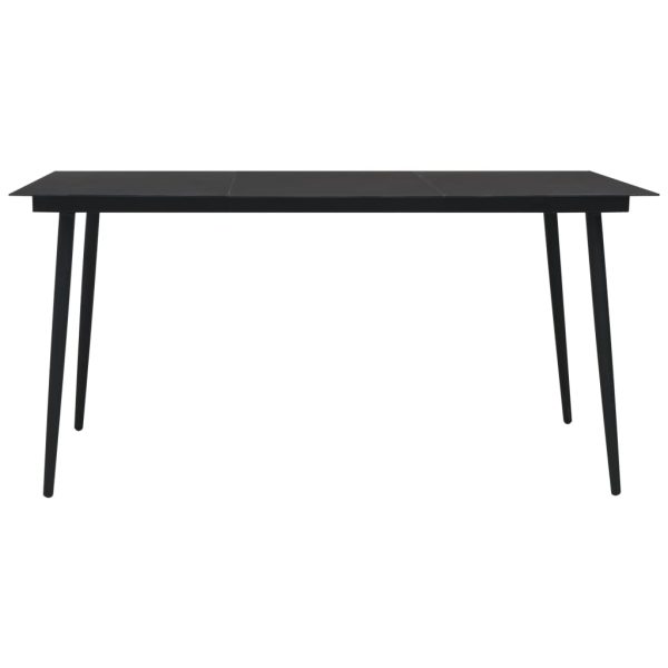 Vrtni blagovaonski stol crni 190 x 90 x 74 cm čelik i staklo