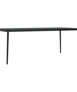 Vrtni blagovaonski stol crni 200 x 100 x 74 cm čelik i staklo