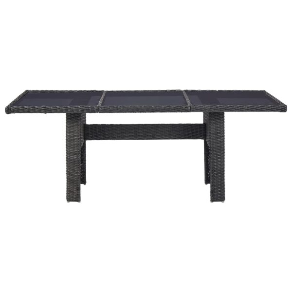 Vrtni blagovaonski stol crni 200x100x74 cm staklo i poliratan