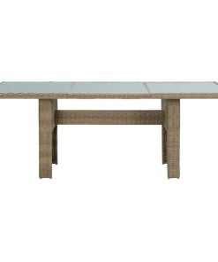 Vrtni blagovaonski stol smeđi 200x100x74 cm staklo i poliratan