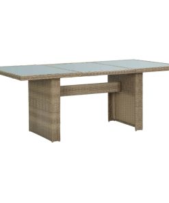 Vrtni blagovaonski stol smeđi 200x100x74 cm staklo i poliratan