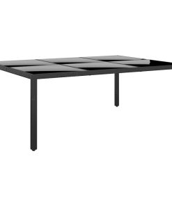 Vrtni stol 200x150x75 cm od kaljenog stakla i poliratana crni