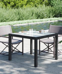 Vrtni stol 90 x 90 x 75 cm od kaljenog stakla i poliratana crni