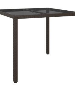 Vrtni stol 90x90x75 cm od kaljenog stakla i poliratana smeđi