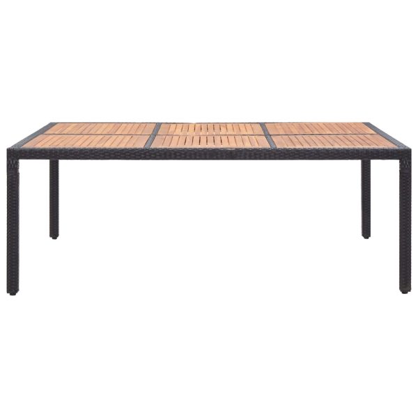 Vrtni stol crni 200x150x74 cm od poliratana i bagremovog drva