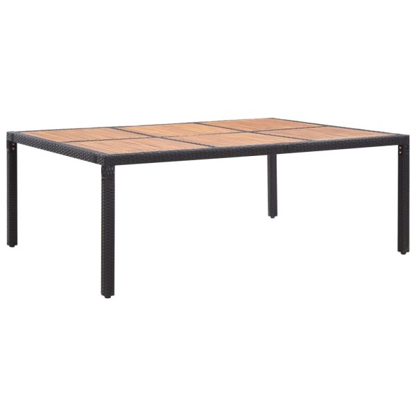 Vrtni stol crni 200x150x74 cm od poliratana i bagremovog drva