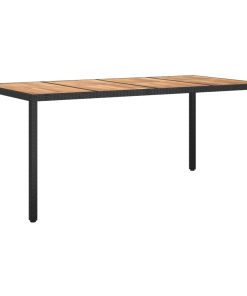 Vrtni stol od poliratana i bagremovog drva 190x90x75 cm crni