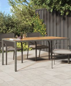 Vrtni stol od poliratana i bagremovog drva 190x90x75 cm sivi