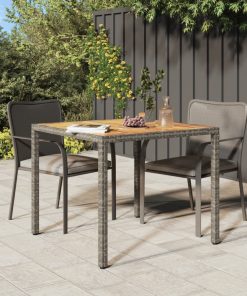Vrtni stol od poliratana i bagremovog drva 90 x 90 x 75 cm sivi