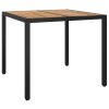 Vrtni stol od poliratana i bagremovog drva 90x90x75 cm crni
