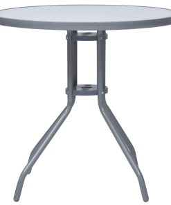 Vrtni stol svjetlosivi 80 cm od čelika i stakla