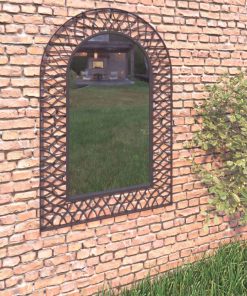 Vrtno zidno ogledalo s lukom 50 x 80 cm crno