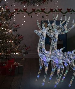 XXL akrilni božićni sobovi 250 LED 2 kom 180 cm šareni