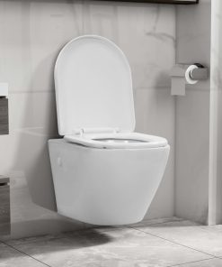 Zidna toaletna školjka bez ruba keramička bijela