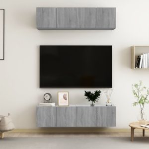 Zidni TV ormarići 4 kom boja sivog hrasta 60x30x30 cm drveni