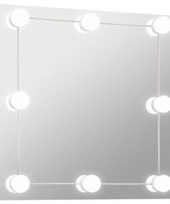 Zidno ogledalo s LED svjetlima četvrtasto stakleno